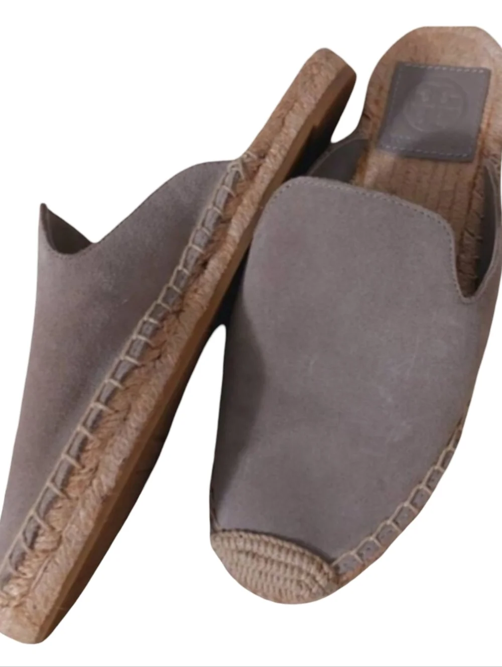 TORY BURCH Gray Suede Espadrille Mules Slides 5M - Picture 1 of 11
